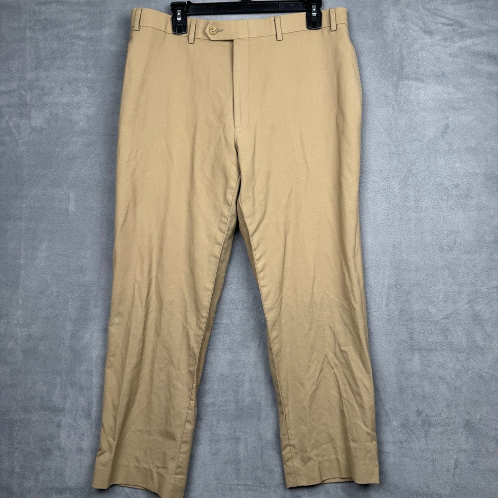 Lauren Ralph Lauren Mens 100% Wool Khaki Straight Leg Dress Pants‎ Total Comfort